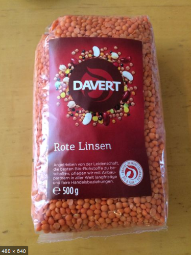 Đậu lăng đỏ hữu cơ Davert 500gr