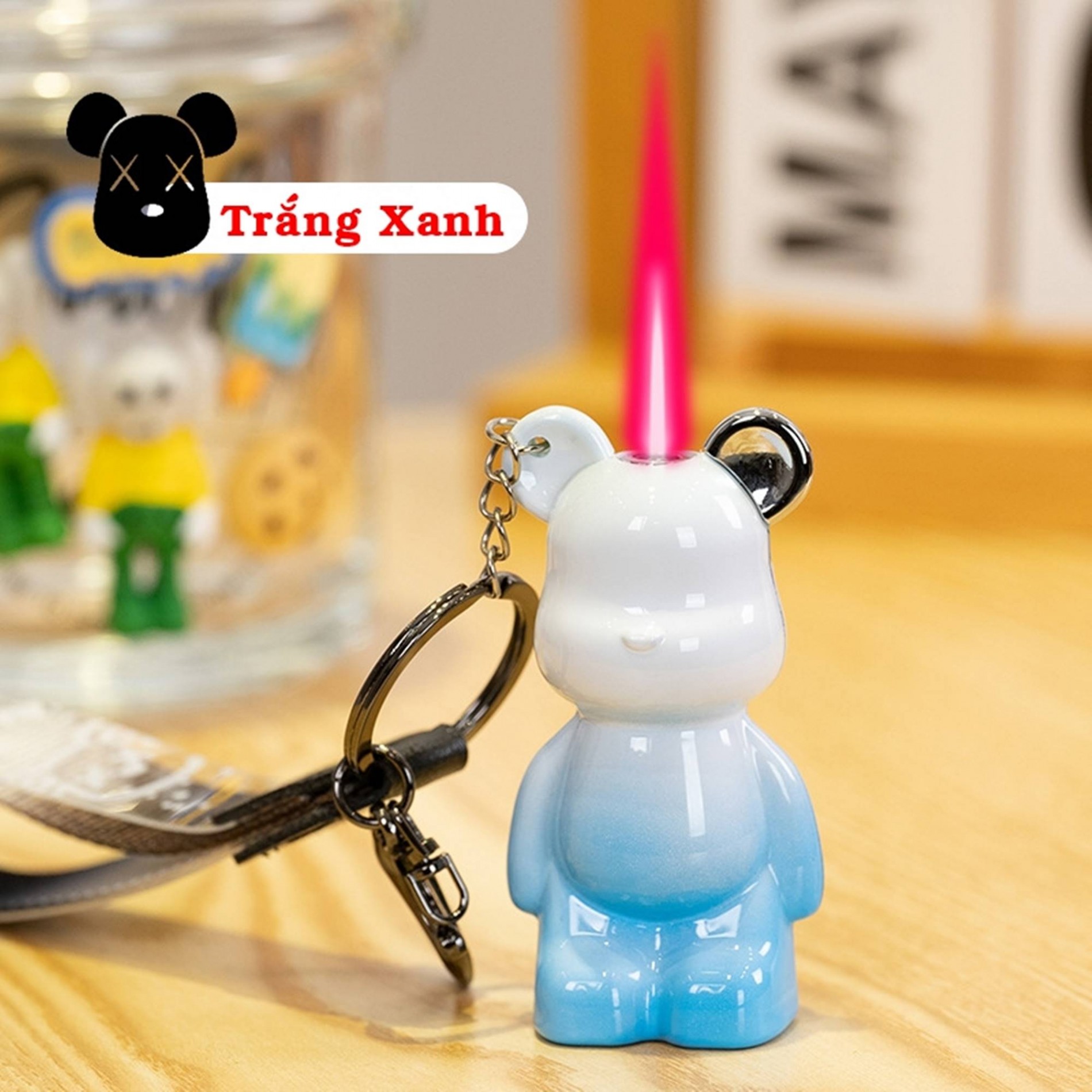 Bật lửa móc khoá - hình gấu Bearbrick ( xài gas )