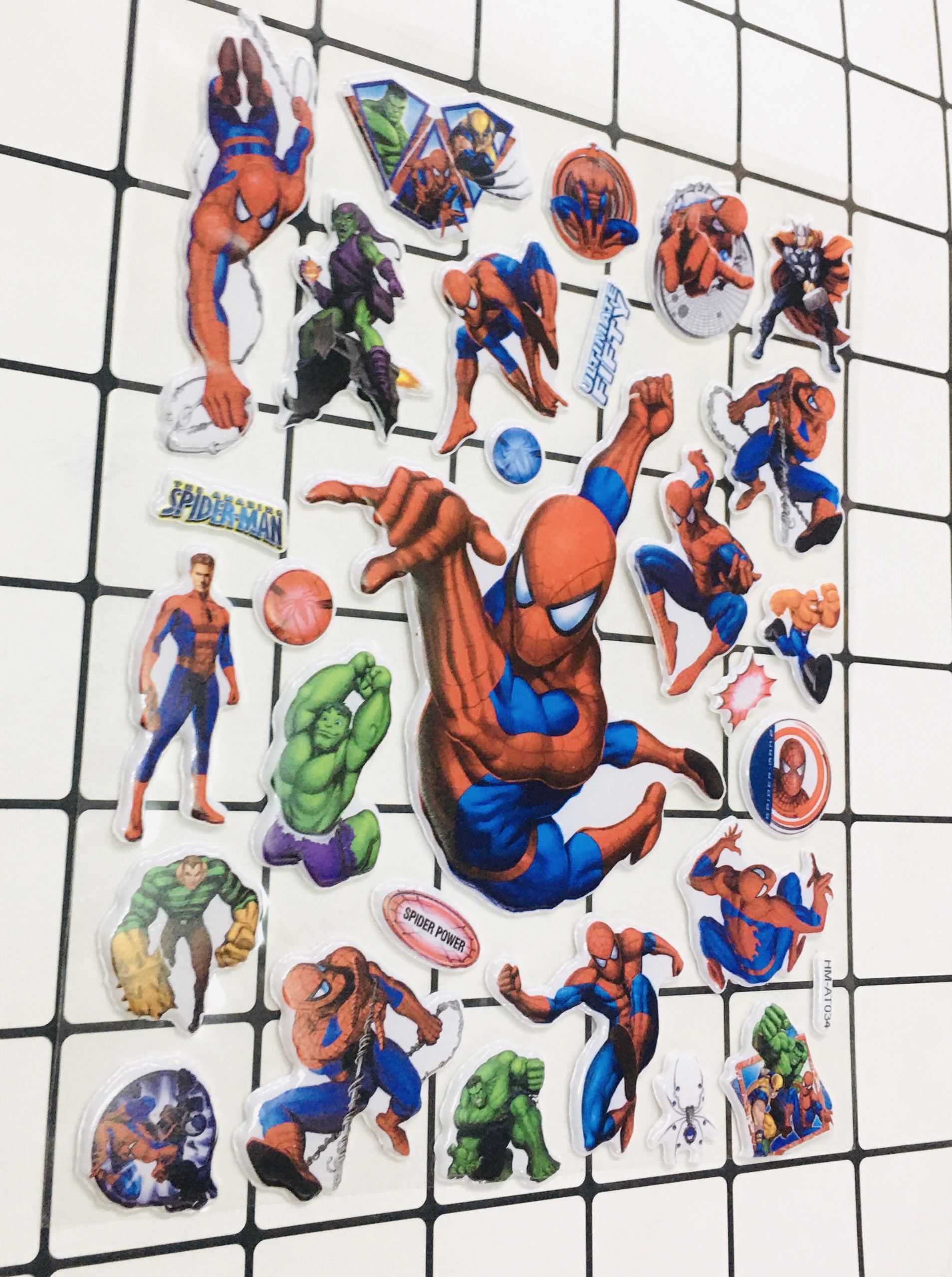 Bảng Sticker hình dán siêu nhân , người nhện Nổi 3D