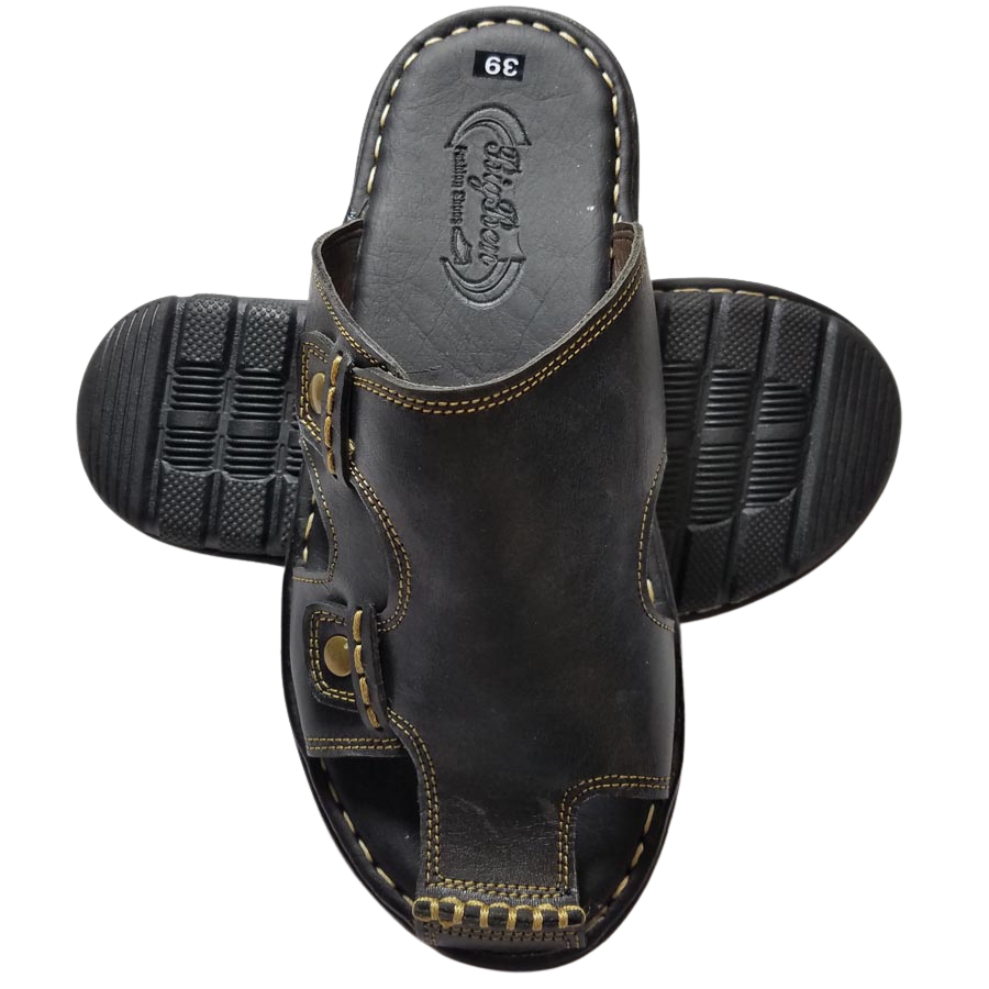 Dép Da Nam Bít Mũi Da Bò Thật Cao Cấp, Dép Bít Đầu Nam Da Bò HKT Shop DN720