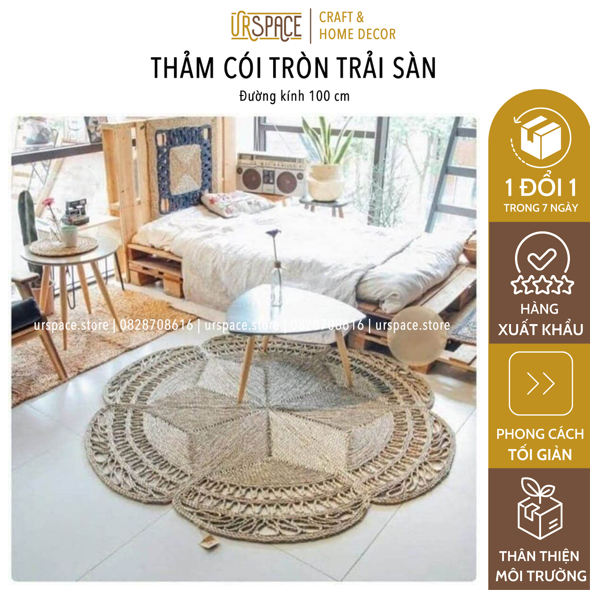 Round water hyacinth rugs for living room Ur Space