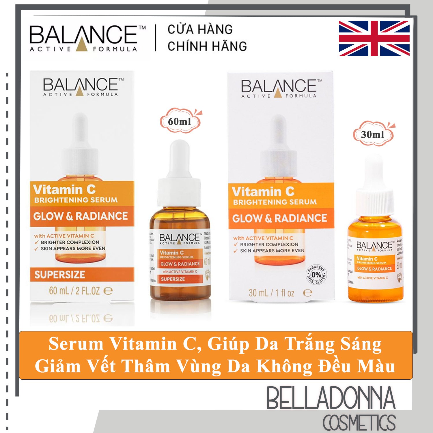 [30ml-60ml] Tinh Chất Dưỡng Trắng Da, Mờ Thâm Balance Vitamin C Brightening Serum Glow & Radiance