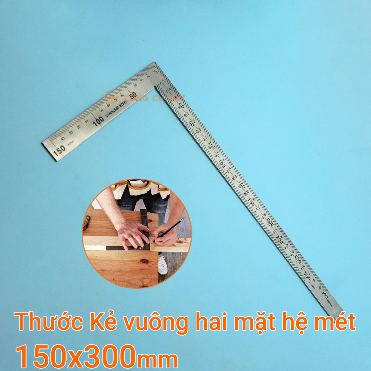 Thước đo góc vuông 2 mặt hệ mét