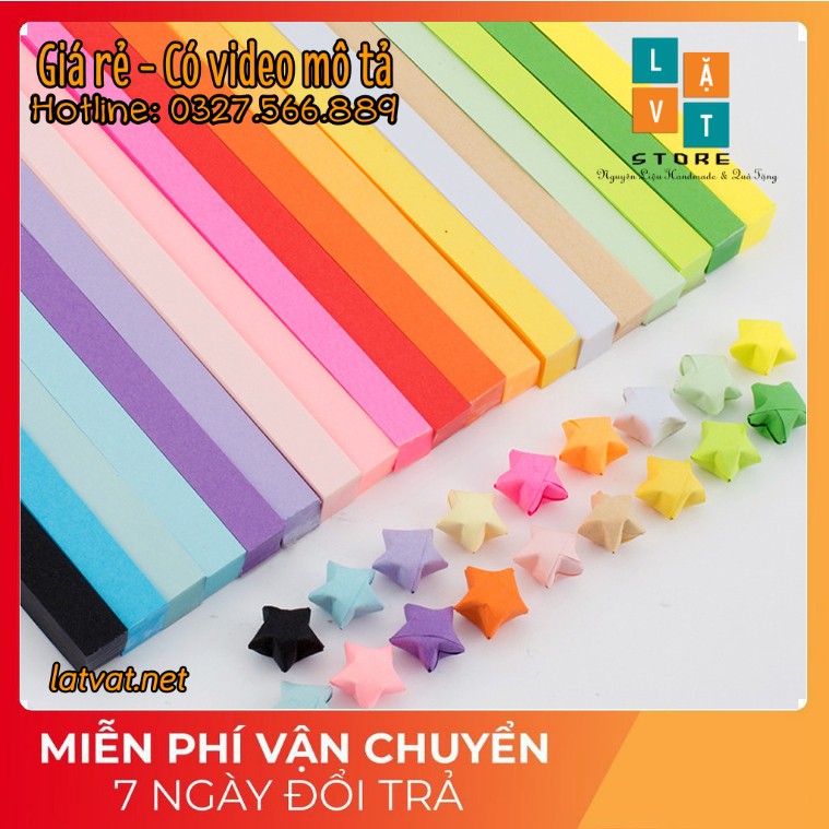HCMMỚI Giấy gấp sao màu đơn sắc nhiều màu - origami star paper