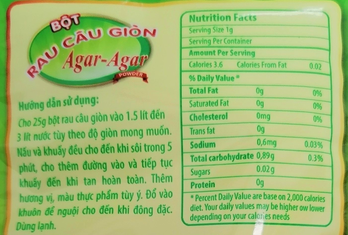 [25g - GIÒN] BỘT THẠCH RAU CÂU GIÒN [VN] ROVIN Agar - Agar Powder (halal)