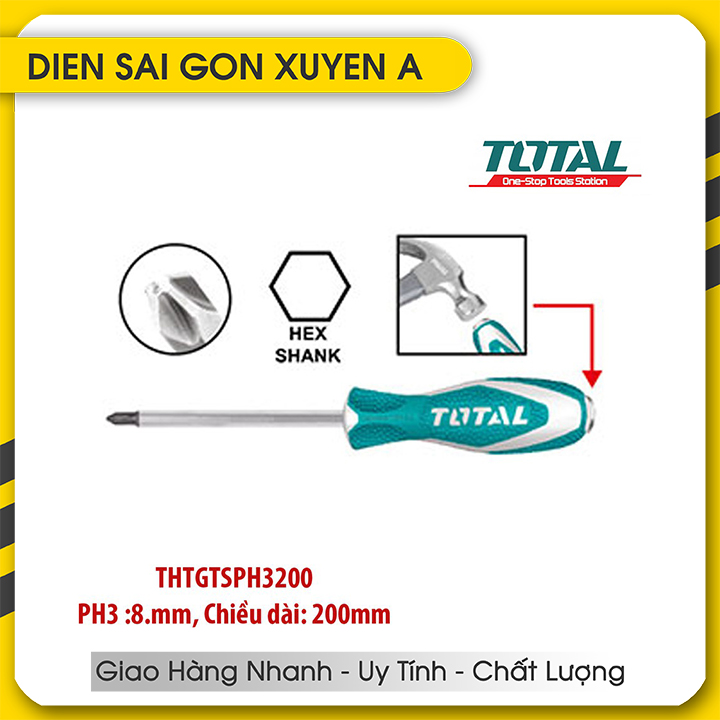 Tuốc nơ vít tô vít đóng đầu bake 8mm x 320mm total thtgtsph3200