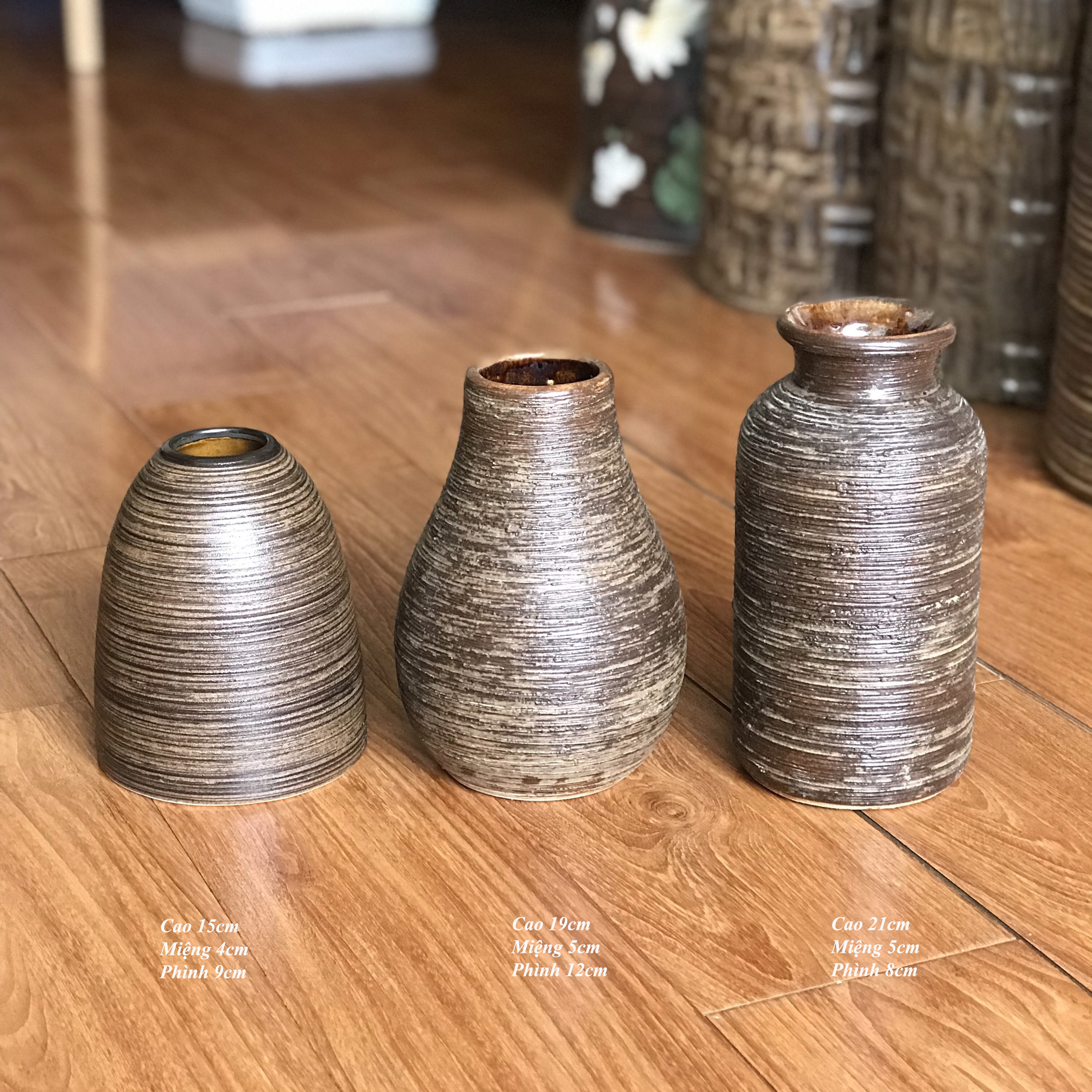 Bình hoa lọ hoa men mộc bát tràng cỡ nhỏ vừa, bình gốm bát tràng gth1019