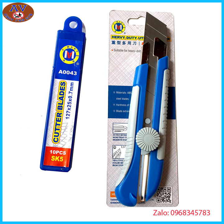 Dao dọc giấy cao cấp Cmart loại to tặng kèm hộp lưỡi dao 10 chiếc