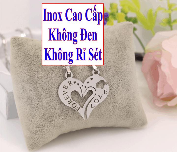 (Gift 01 bangles) necklaces couple stainless steel đẹp that cheap heart-shaped 2 puzzle piece carved lettering forever love White-commitment 1 Đổi 1 if Hoen, rust