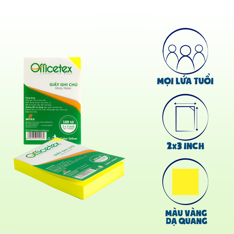Giấy nhớ officetex 3x2 ot21-004 màu vàng
