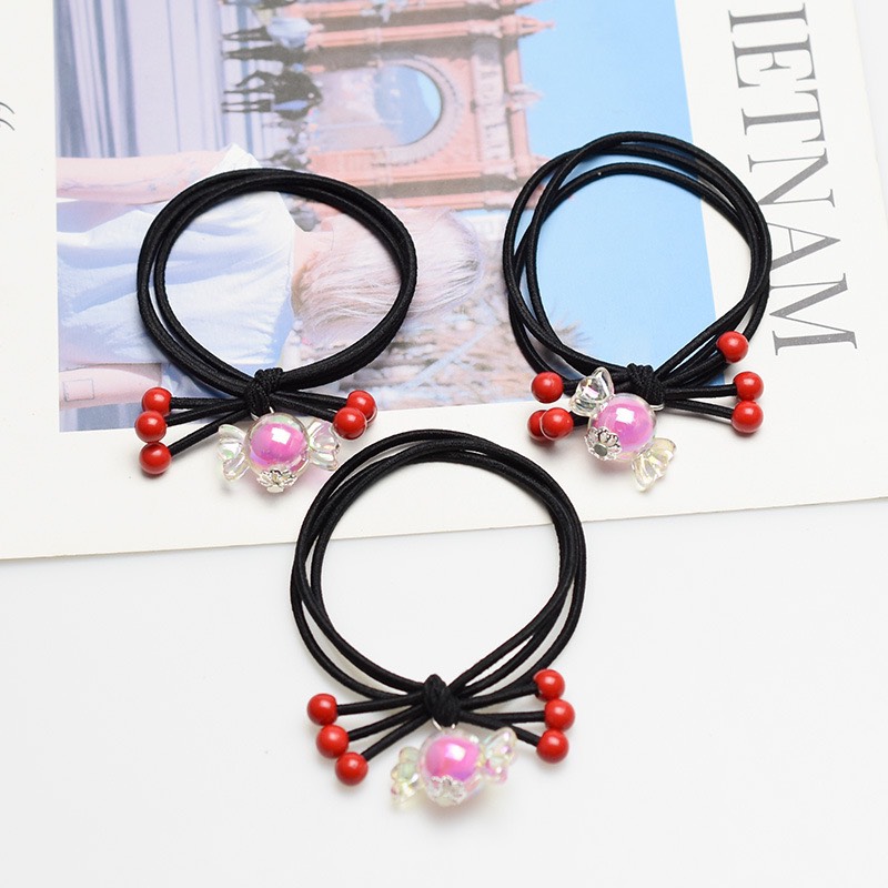 Set 20 Dây Cột Tóc Hàn Quốc Nơ Có Hạt - Màu Ngẫu Nhiên