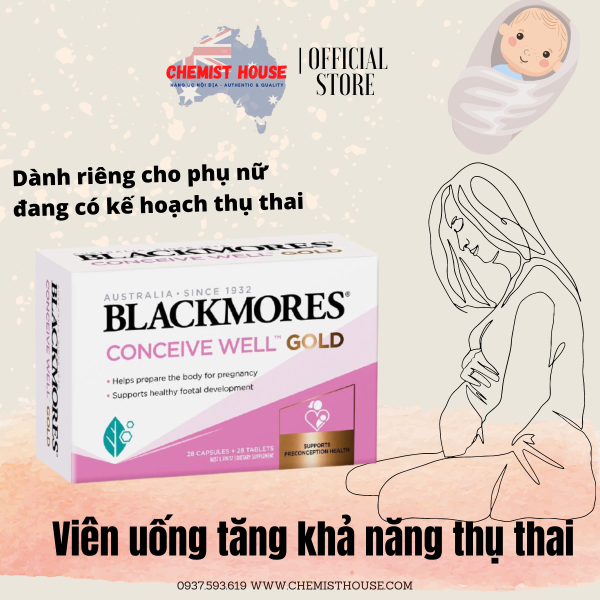 [HCM][Hàng Chuẩn ÚC] Blackmores Conceive Well Gold - Viên uống tăng khả năng thụ thai 56 viên