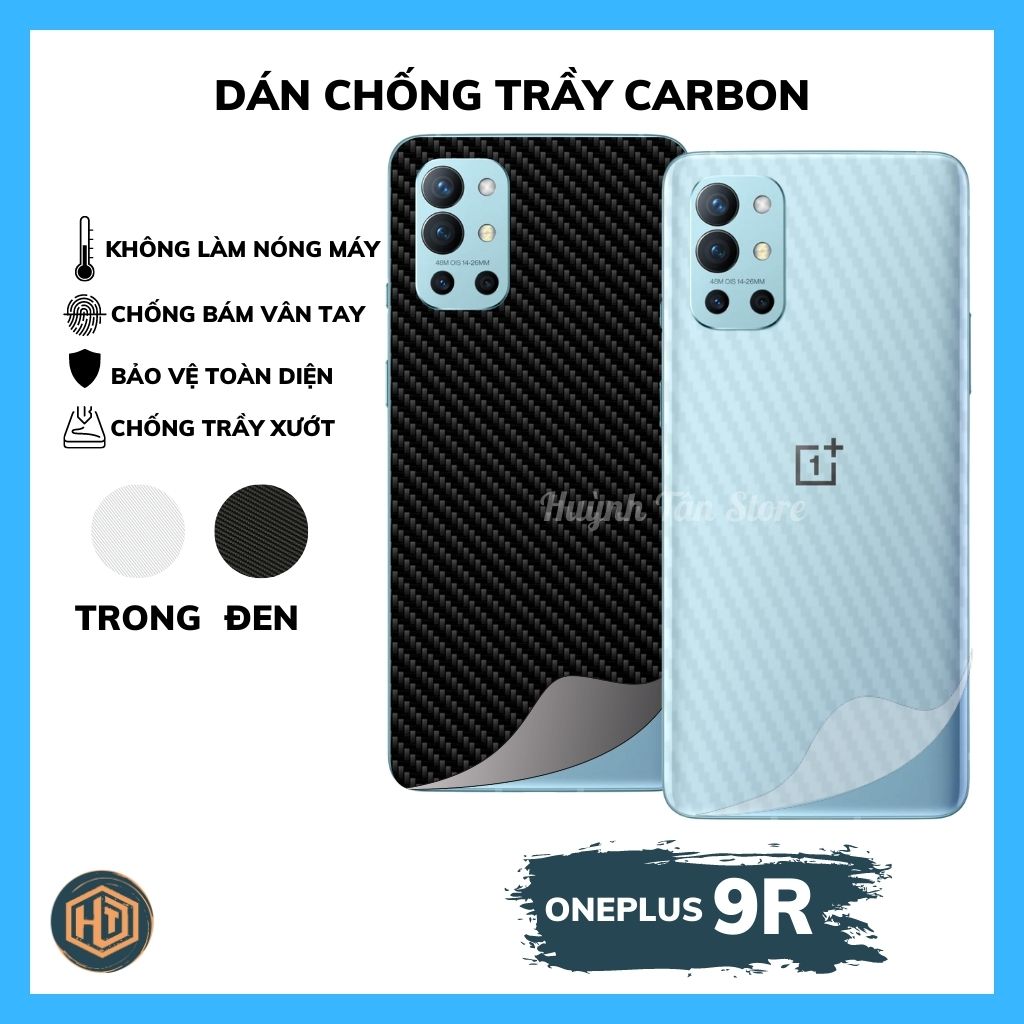 Miếng dán decal carbon mặt sau oneplus 9r chống trầy mặt lưng, chống bám vân tay