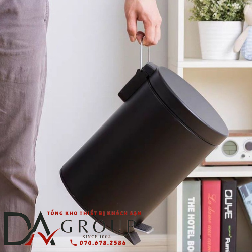 [HỎA TỐC HCM] THÙNG RÁC INOX ĐẠP CHÂN 5 LÍT MÀU ĐEN CAO CẤP