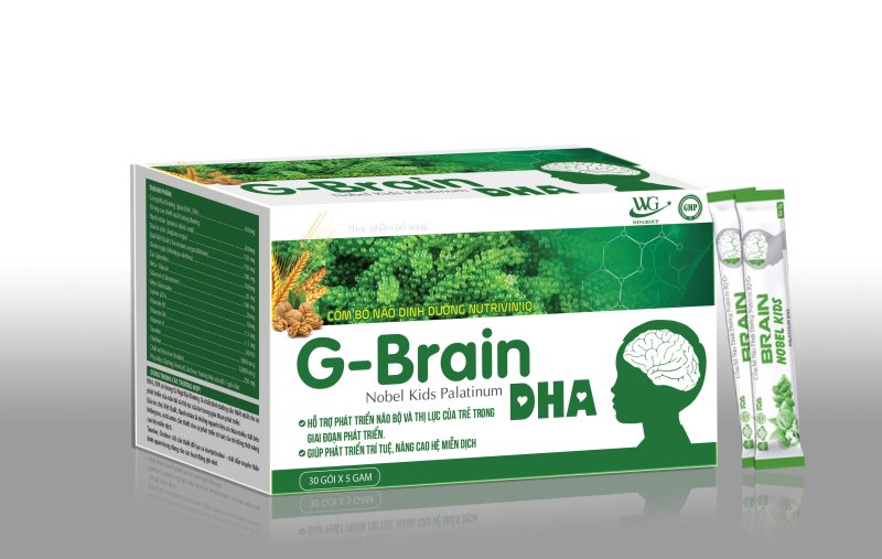Cốm Bổ Não Dinh Dưỡng Nutrivin IQ G- Brain Nobel Kids Palatinum DHA Hỗ Trợ Phát Triển Não Bộ Và Thị Lực, Tăng Cường Trí Tuệ , Nâng Cao Hệ Miễn Dịch nhập khẩu