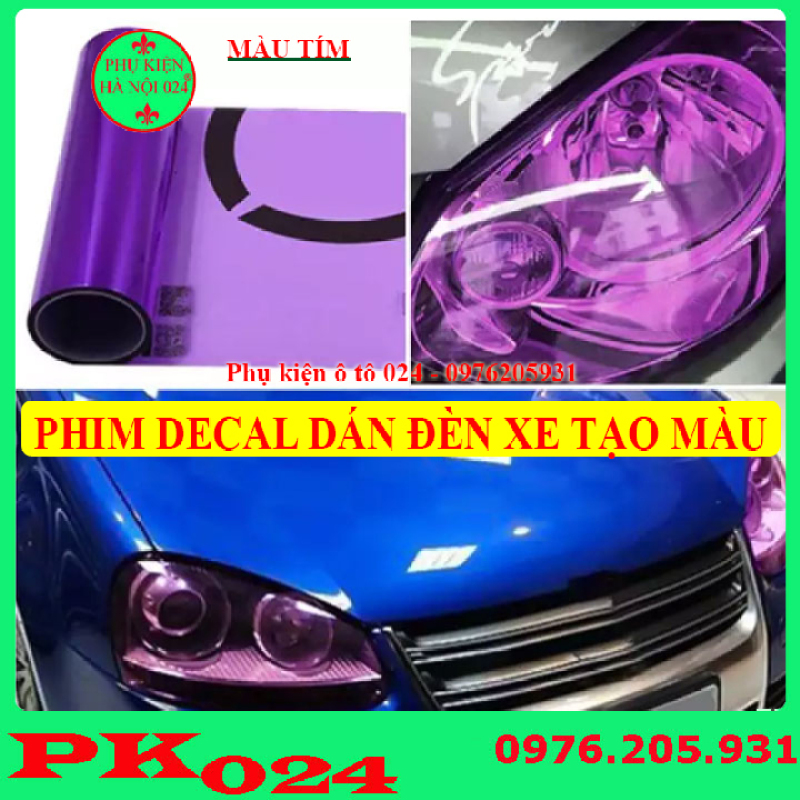Phim Đề Can Dán Đèn Xe Tạo Màu Sắc Chống Xước 30x60cm - Tím