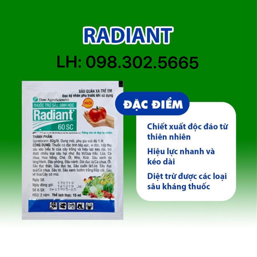 bộ 10 gói THUỐC TRỪ BỌ TRĨ SÂU TƠ RADIANT(TRÁI CÀ)