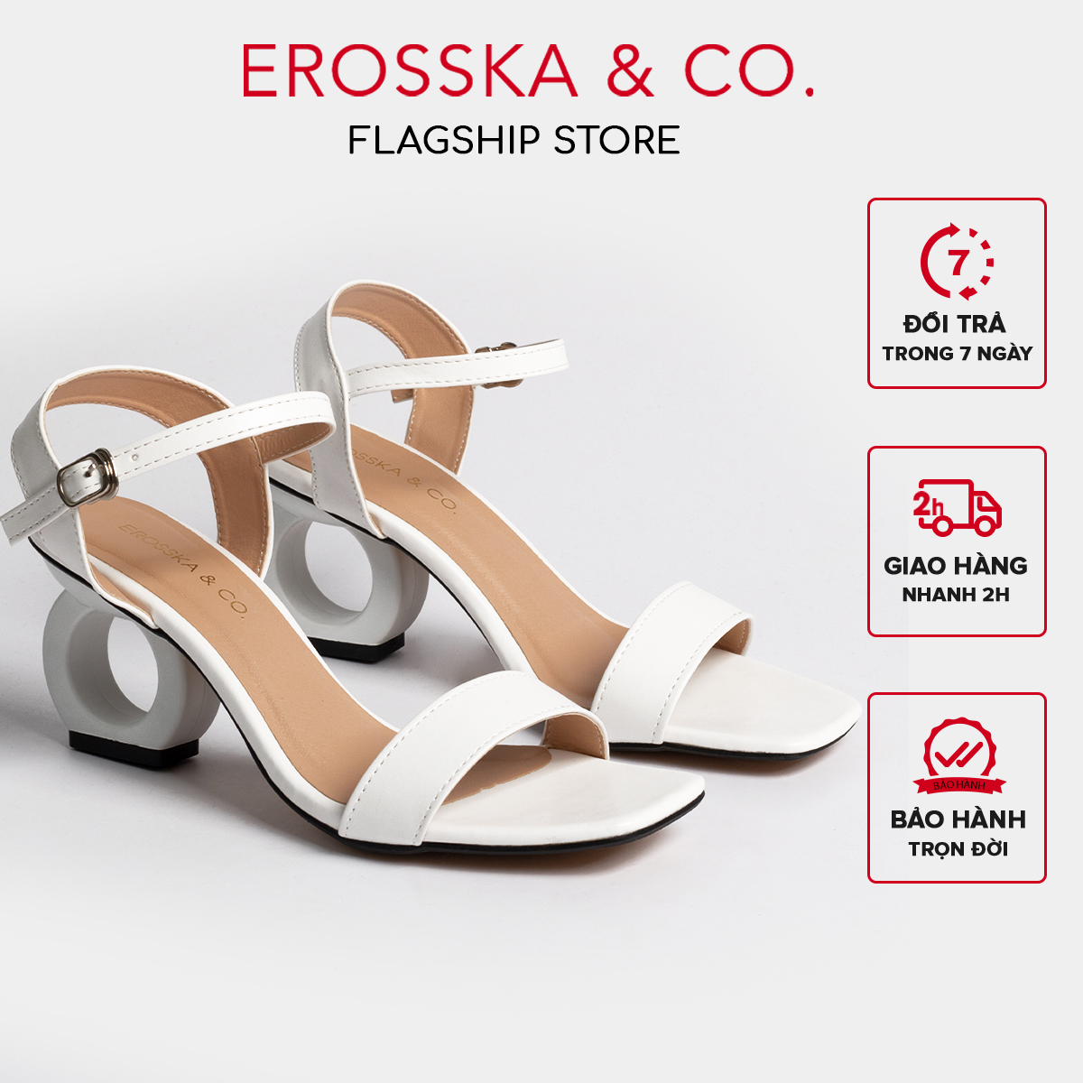Giày cao gót vuông thời trang Erosska hở gót quai hậu tinh tế cao 5cm màu đen - EB009