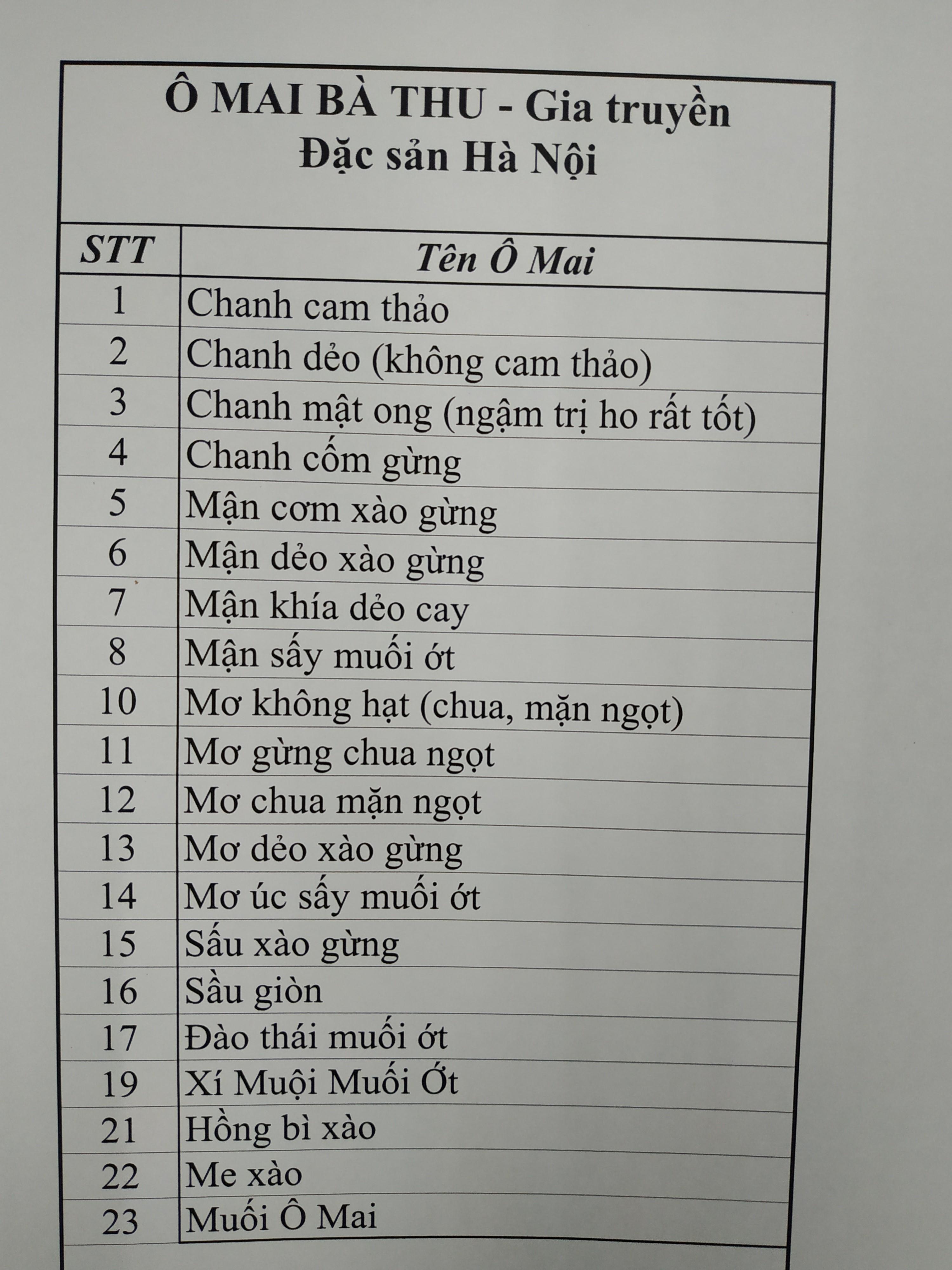 4 HỘP - MUỐI Ô MAI BÀ THU - HÀ NỘI