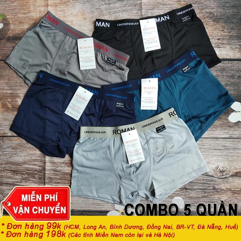 Bộ 5 quần sịp đùi quần boxer nam thun lạnh cao cấp tôn dáng ôm trọn vòng 3 lưng thun mềm mại