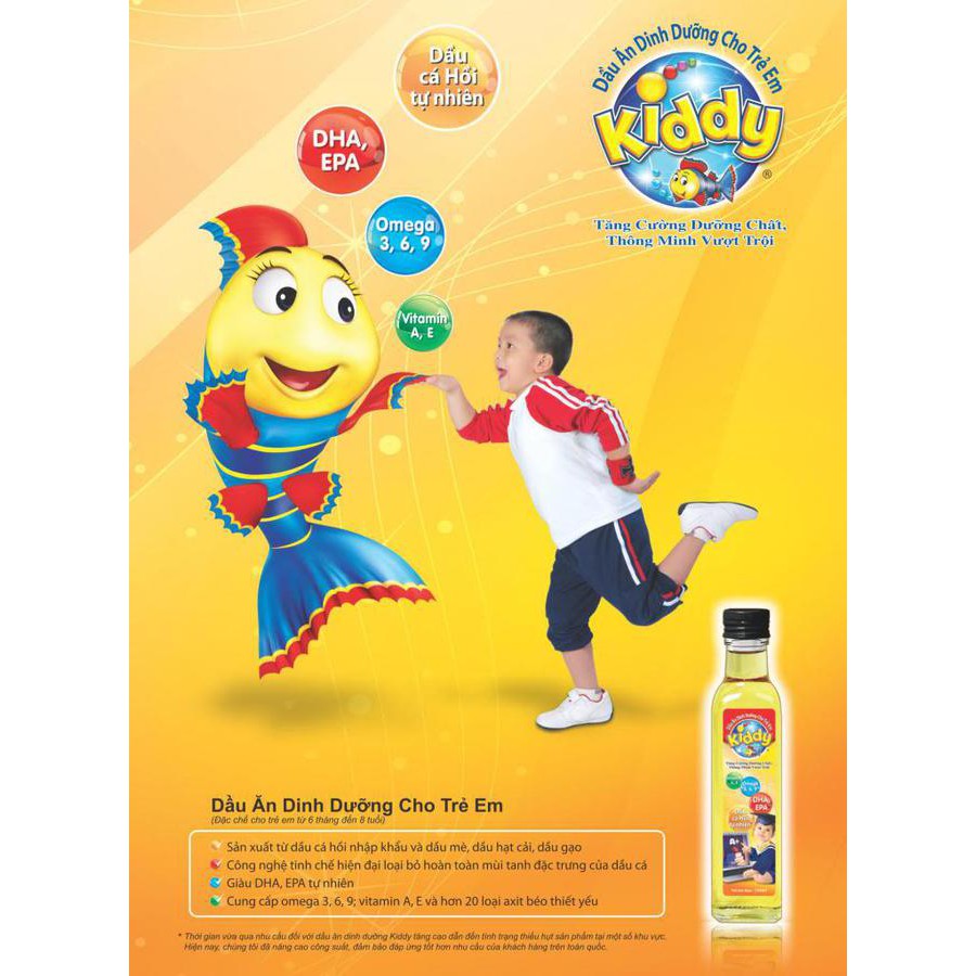 [Combo 2 Chai] Dầu ăn Kiddy dinh dưỡng Cá Hồi Cho Bé 250ml