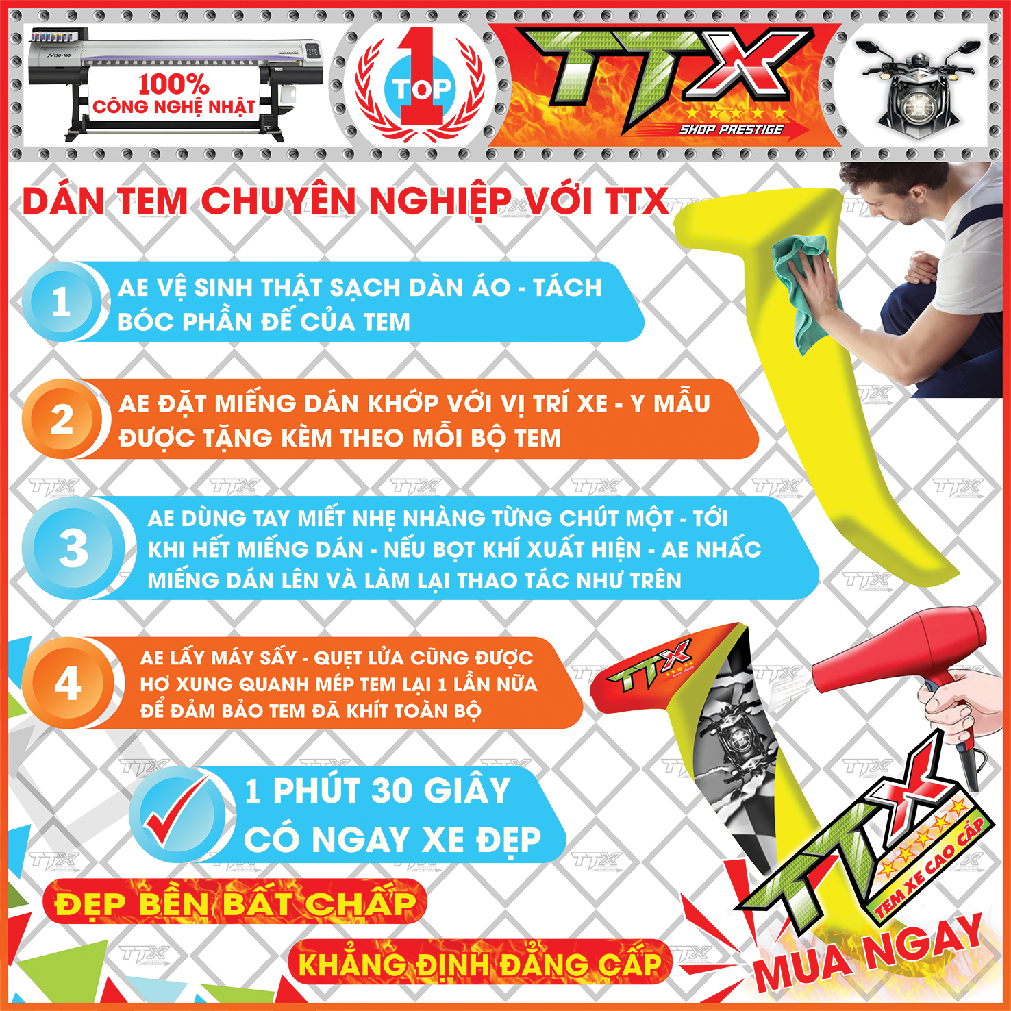 Tem Sấm Sét Dán Xe Sirius Đen Đỏ - In 100% Công Nghệ Nhật - Tự Dán Không Cần Thợ