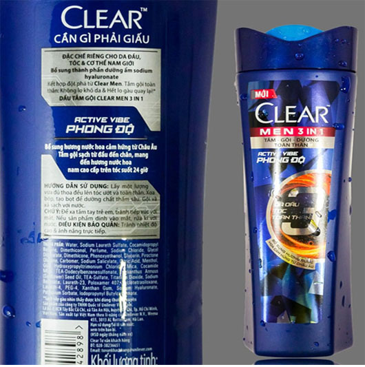 2 chai Dầu gội Clear men 3 trong 1 (70g )i