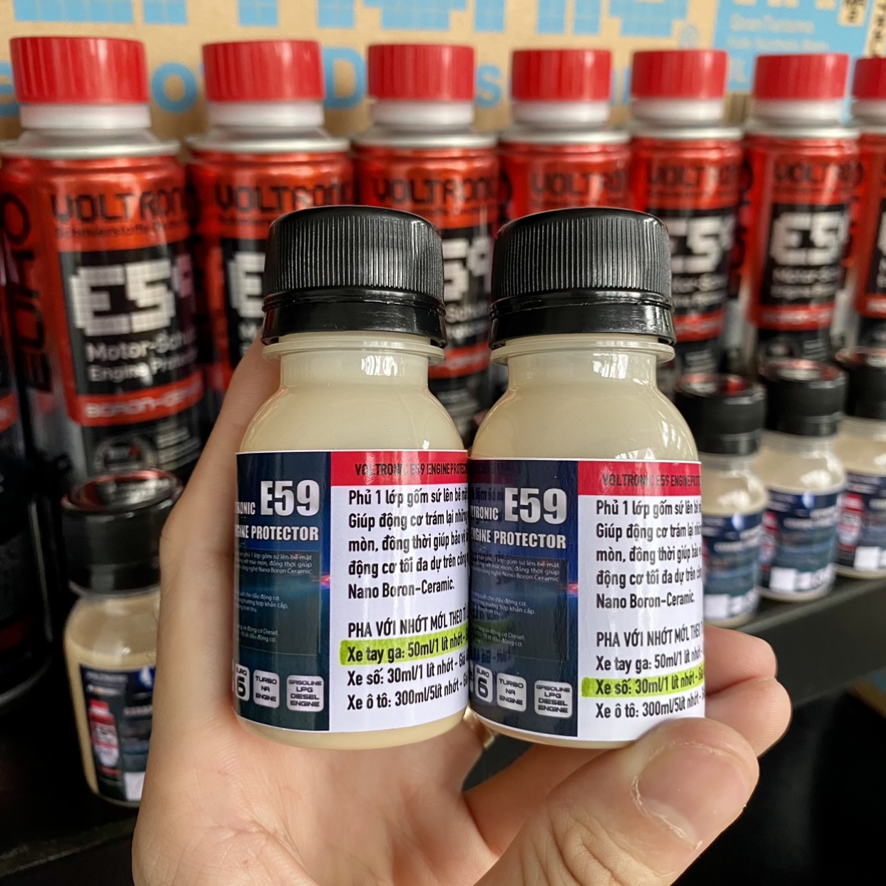 Phụ gia nhớt, Phủ Ceramic động cơ VOLTRONIC E59 ENGINE PROTECTOR CERAMIC ( CHAI CHIẾT LẺ 30ml / 50ml ) - Nhập khẩu Đức