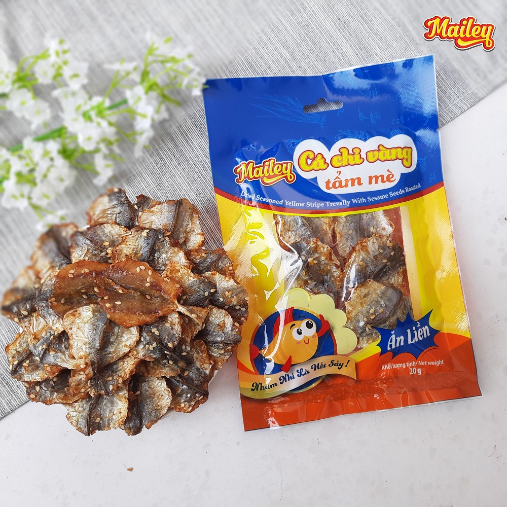 Dried seasoned yellow stripe trevally with sesame seeds roasted MAILEY 20G
