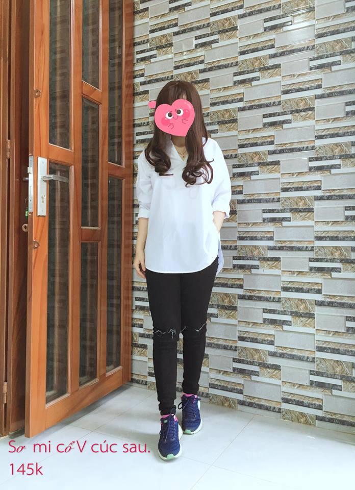 Áo Sơ Mi cổ V phối cúc sau
