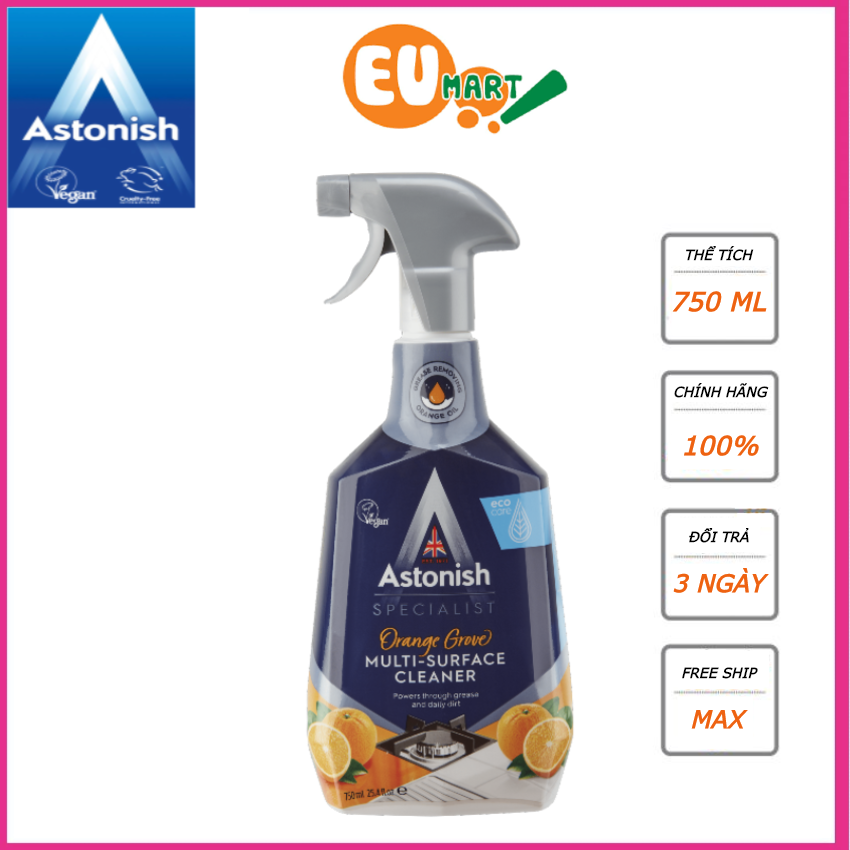 Nước tẩy rửa bếp hương cam Astonish, Tẩy dầu mỡ Sản xuất 100% tại Anh Quốc