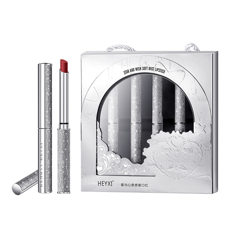 Set son nội địa Trung 4 Heyxi cây lâu trôi bền màu hộp sang trọng, Hộp 4 thỏi son Tint lì Heyxi bền màu không lem nhòe - BUMSTORE