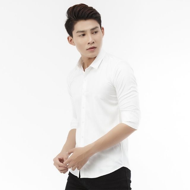 Áo somi nam trắng trơn chất lụa cao cấp julyshop94 ms023