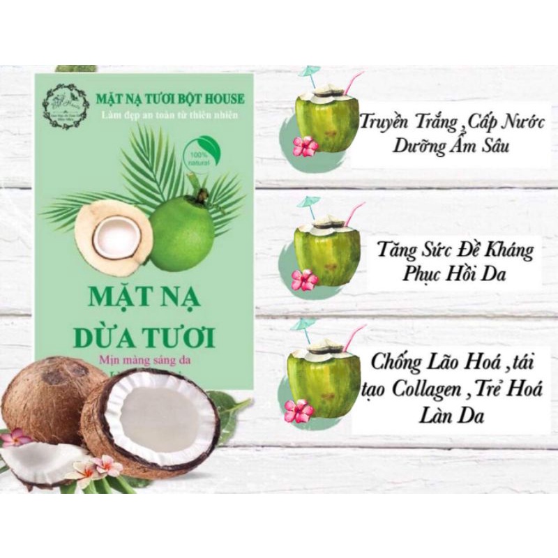 (COMBO 10) MẶT NẠ DỪA TƯƠI HANDMADE GIÚP DA CĂNG BÓNG NHÀ BỘT