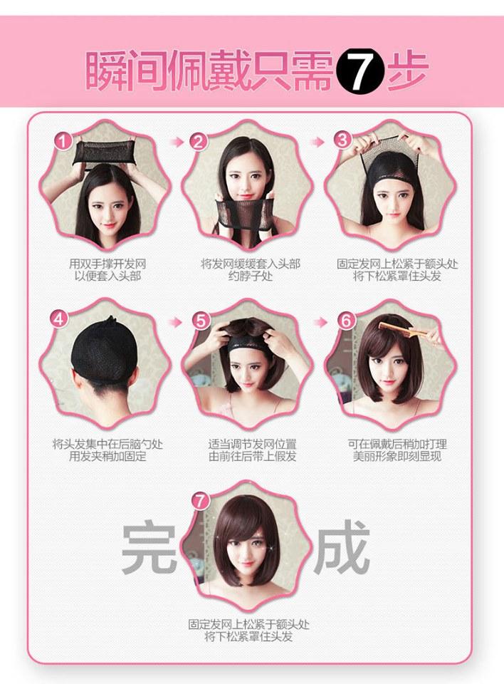 Tóc giả nữ nguyên đầu,tóc giả nữ cao cấp làm bằng tơ mềm mượt như tóc thật (màu vàng) + tặng kèm lưới
