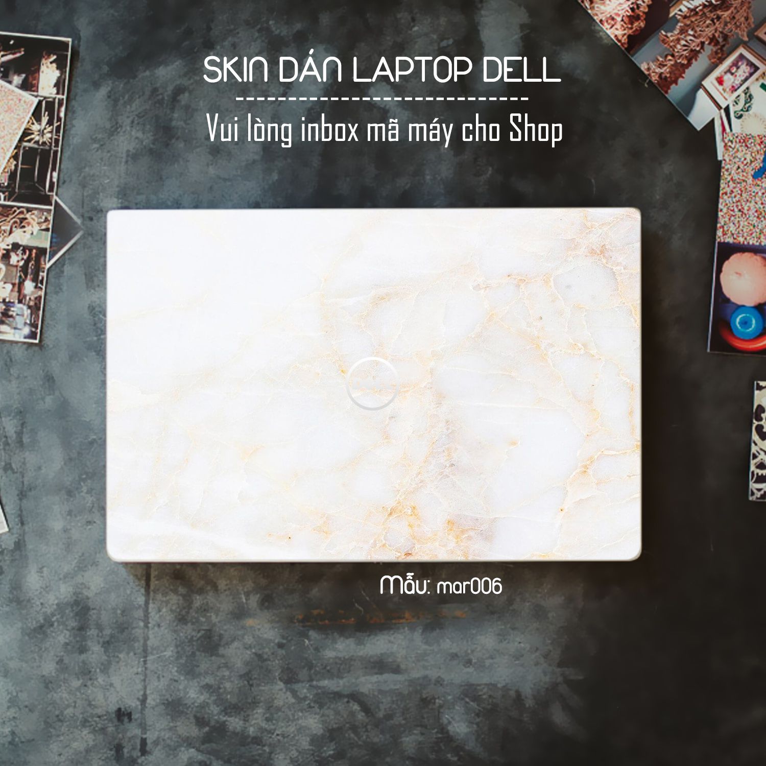 Decal Skin dán Laptop Dell mẫu vân Marble (inbox mã máy cho shop)