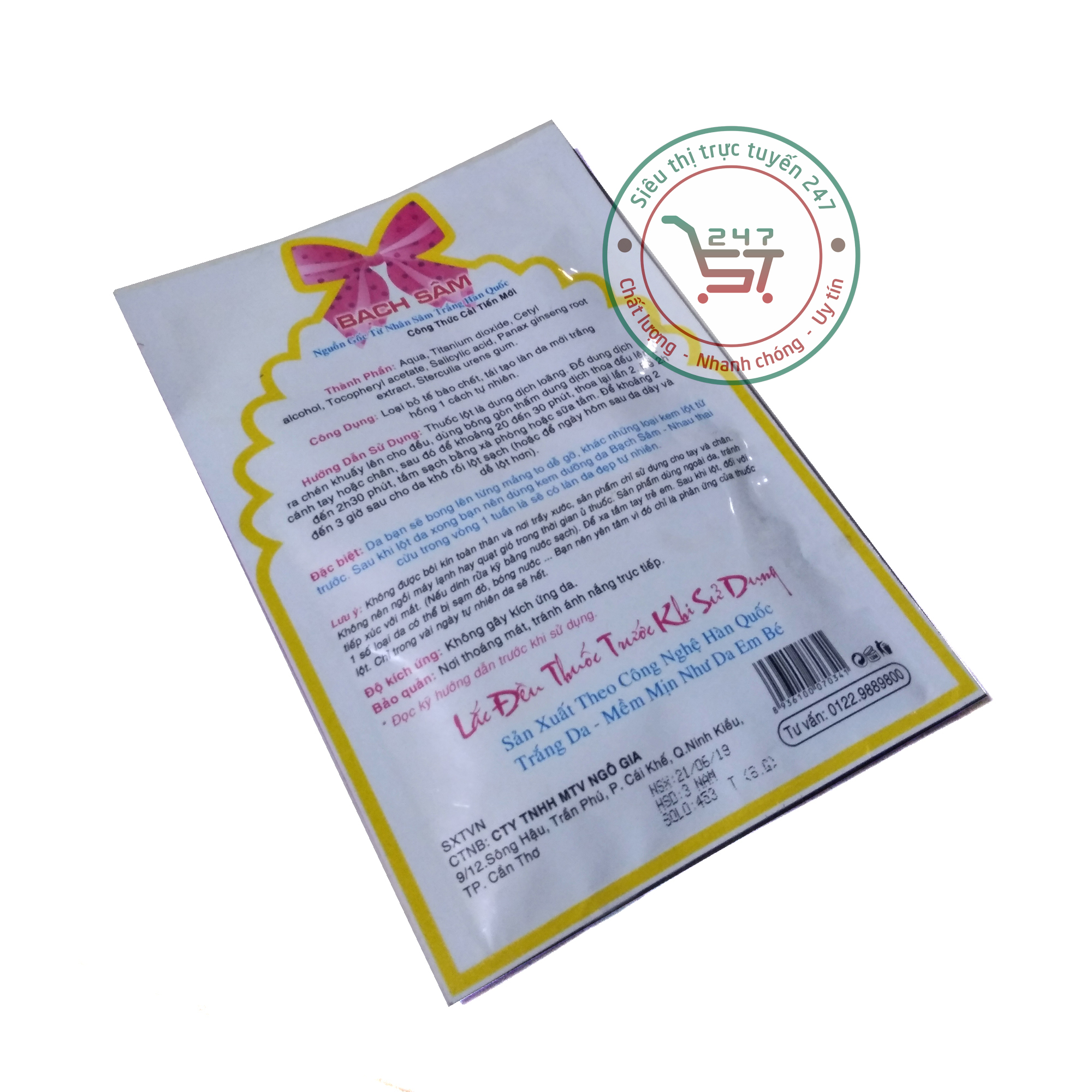 Kem lột nhẹ làm trắng da Bạch sâm - Nhân sâm trắng Hàn Quốc 70ml (Tím)Siêu thị trực tuyến 247