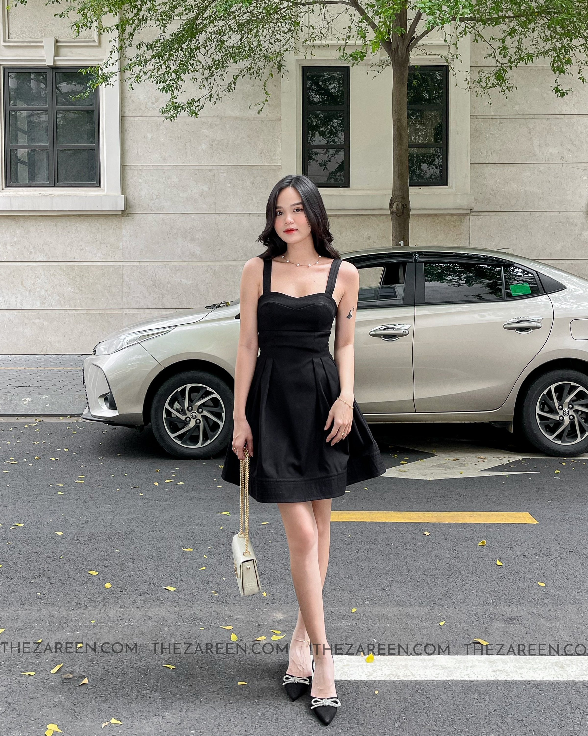 ZAREEN | ĐẦM TIỆC DÁNG XÒE 2 DÂY DAX60 ĐEN
