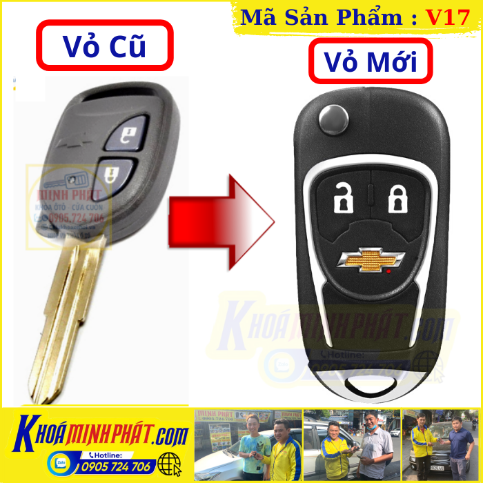 Vỏ Chìa khoá xe Chevrolet Spark Độ Gập