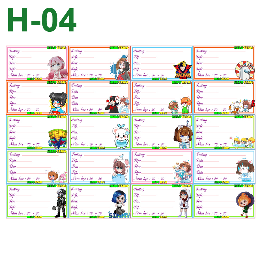 [HCM]Nhãn vở Hero Team ( combo 3 set 60 nhãn vở)