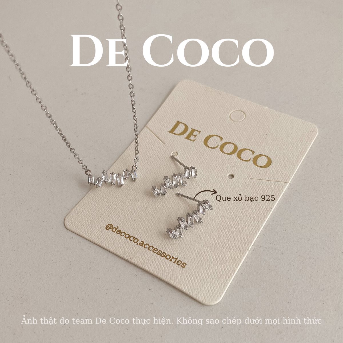 Set vòng cổ và khuyên tai đính đá Sole De Coco