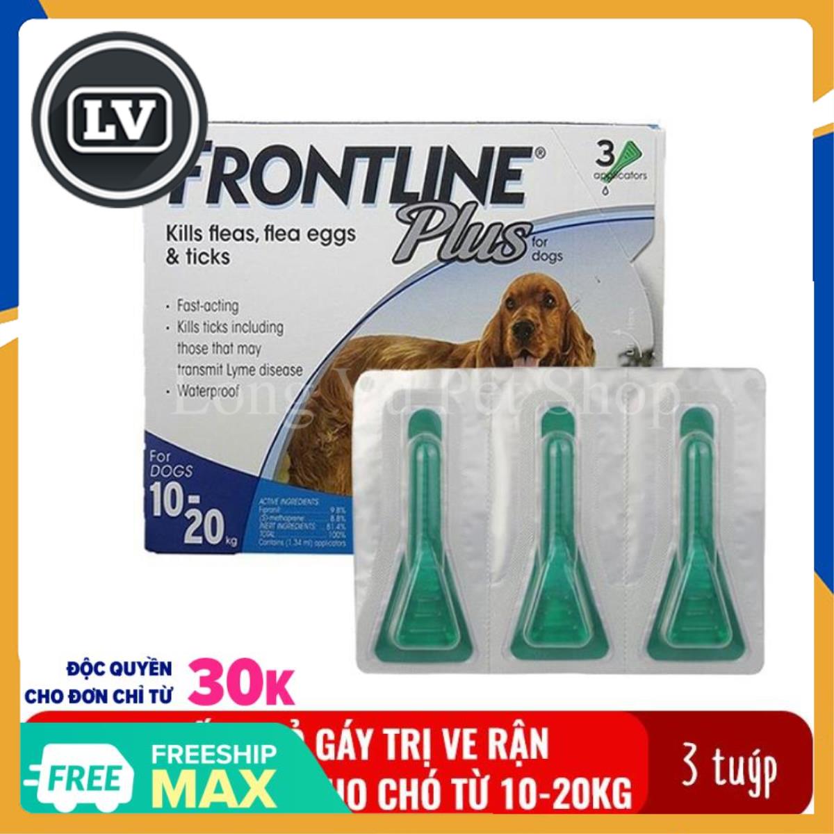 1 hộp Thuoc nhỏ gáy trị ve rận, bọ chét cho chó từ 10-20kg Frontline Plus