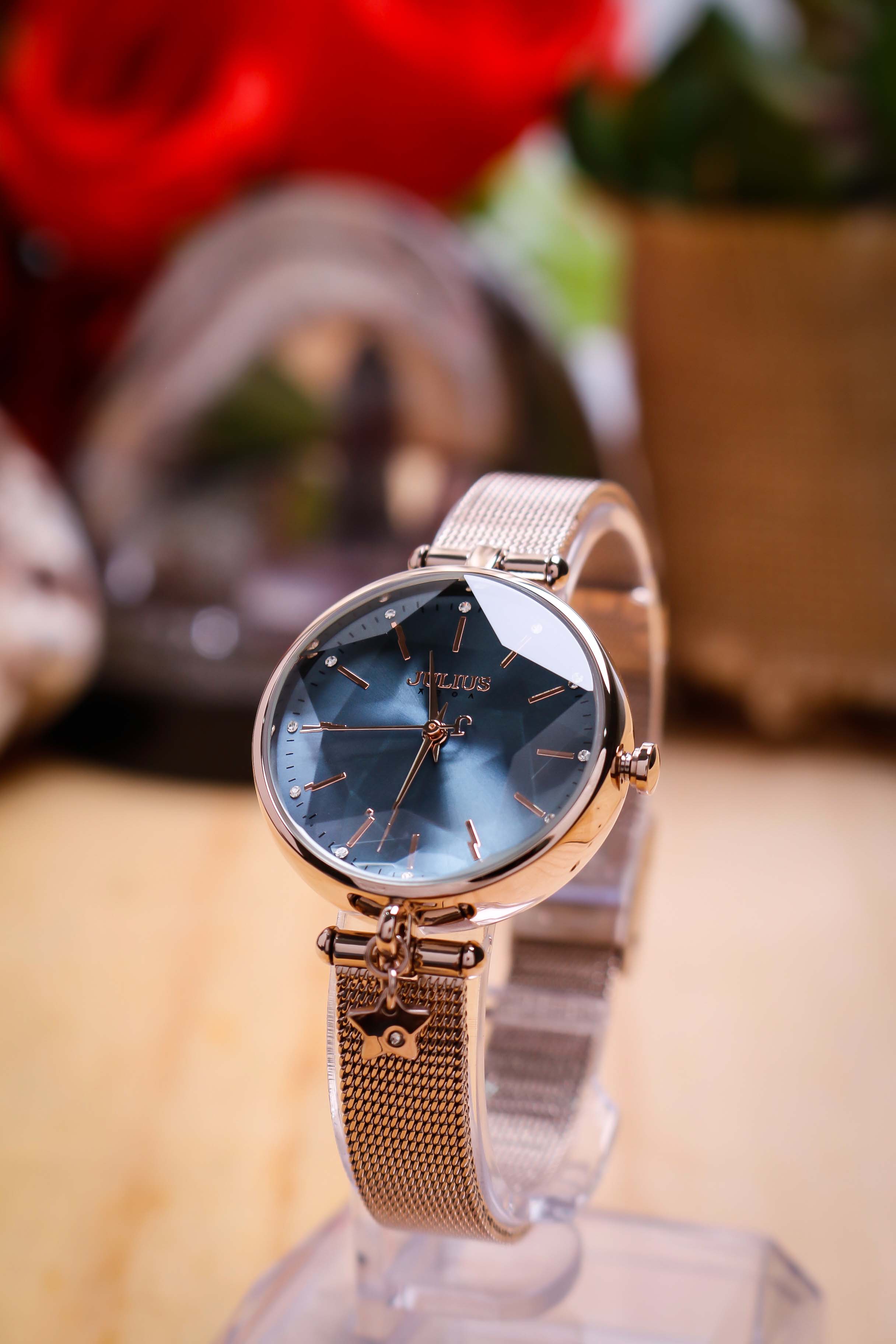 Đồng Hồ Nữ JA-1145B Julius Hàn Quốc dây thép (Đồng Xanh)