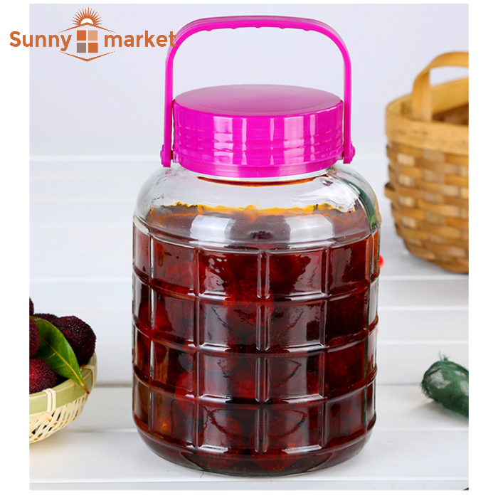Bình thủy tinh quai xách nắp tím 2 lít không van