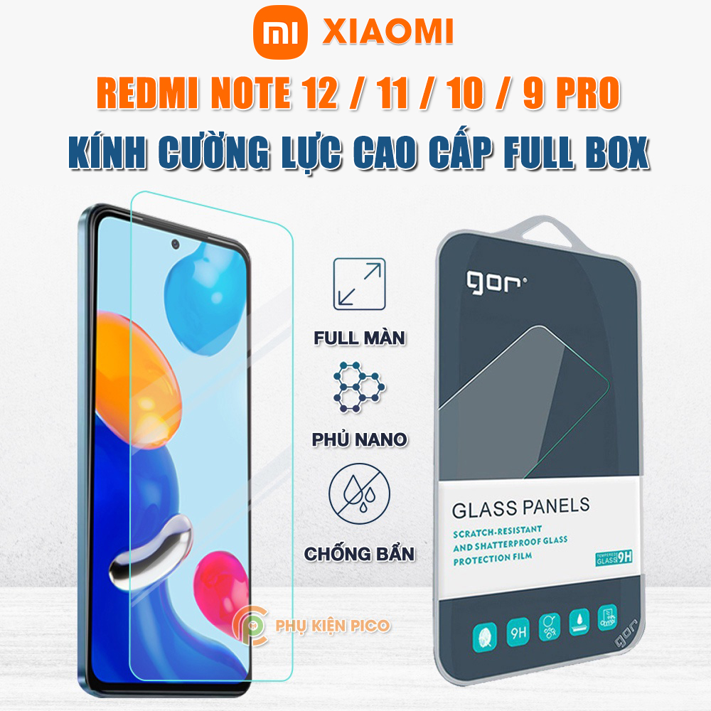 Kính cường lực Xiaomi Redmi Note 9 Pro / Redmi Note 10 Pro / Redmi Note 11 Pro Plus / Note 12 Pro / Note 13 Pro full màn hình chính hãng Gor dùng chung với mọi loại ốp lưng - Dán màn hình Xiaomi Redmi Note 11