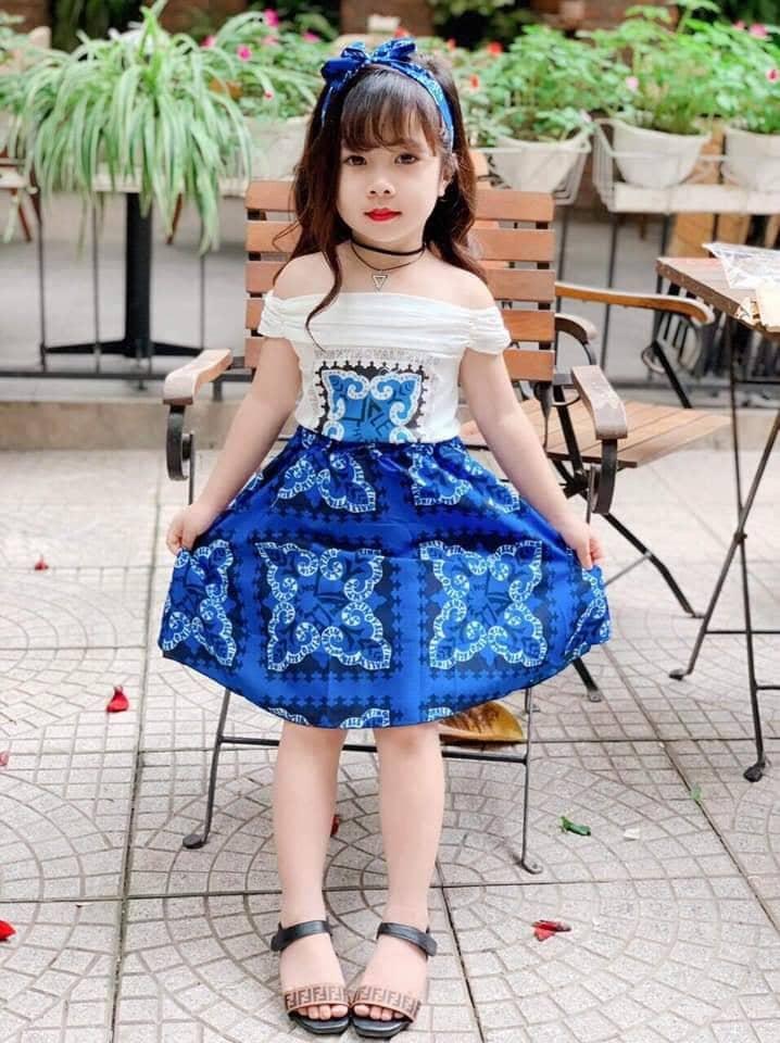 [HCM]Đầm váy bé gái sét bộ áo và chân váy cho bé gái đi chơi cho bé gái từ 9kg đến 25kg (màu xanh hồng vàng) [Chuột Lắc Store]