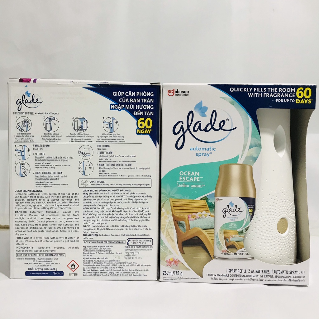 Máy Xịt Phòng Tự Động GLADE 3in1 (có thể chọn mùi hương)