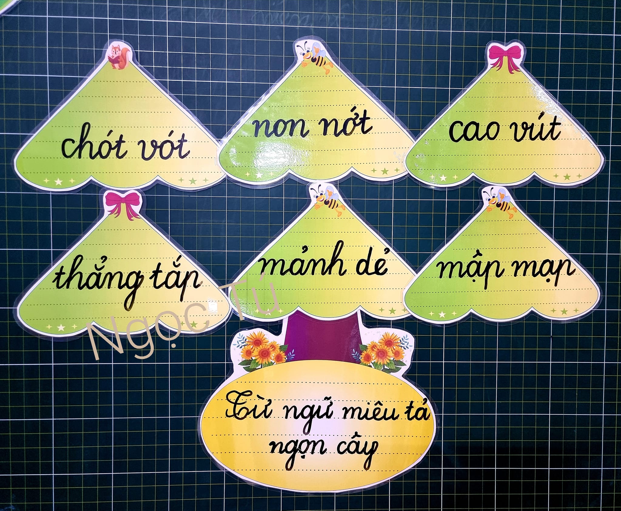 (Đồ dùng dạy học MCH) Bộ Cây Thông Học Tập (1 Gốc Khổ A3 + 7 Lá Khổ A4) Sẵn Nam Châm Lá.