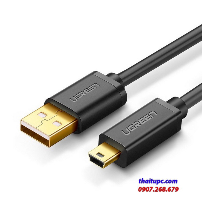 Cáp mini usb to usb 2.0 ugreen 10386 mạ vàng dài 3mét