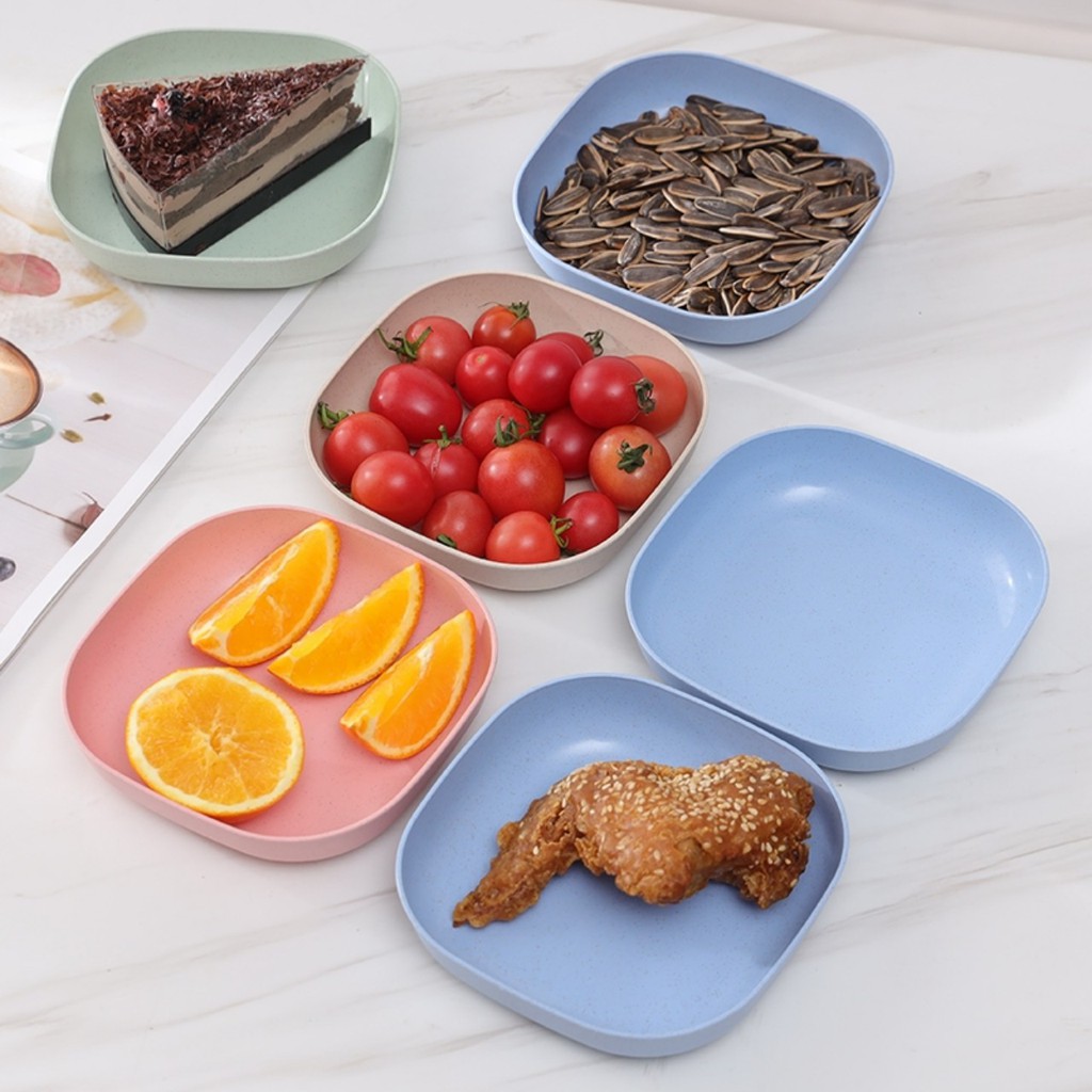 (Xả kho nghỉ bán) SET 8 KHAY ĐĨA VUÔNG LÚA MẠCH